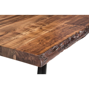 Reese Live Edge Solid Wood Metal Leg Dining Table in Natural Acacia