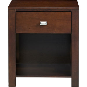 Riva One Drawer Nightstand in Chocolate Brown