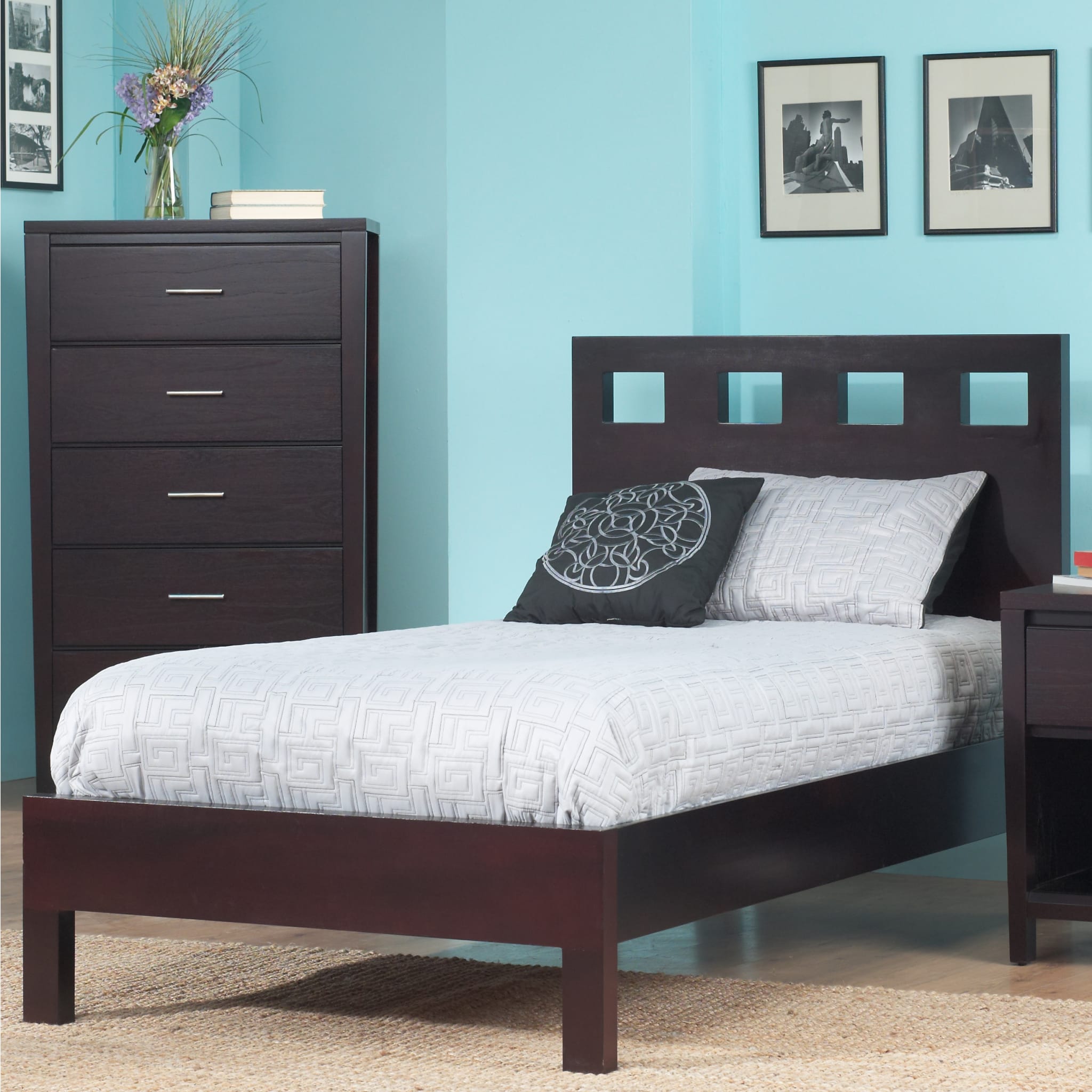 Riva Wood Platform Bed in Espresso