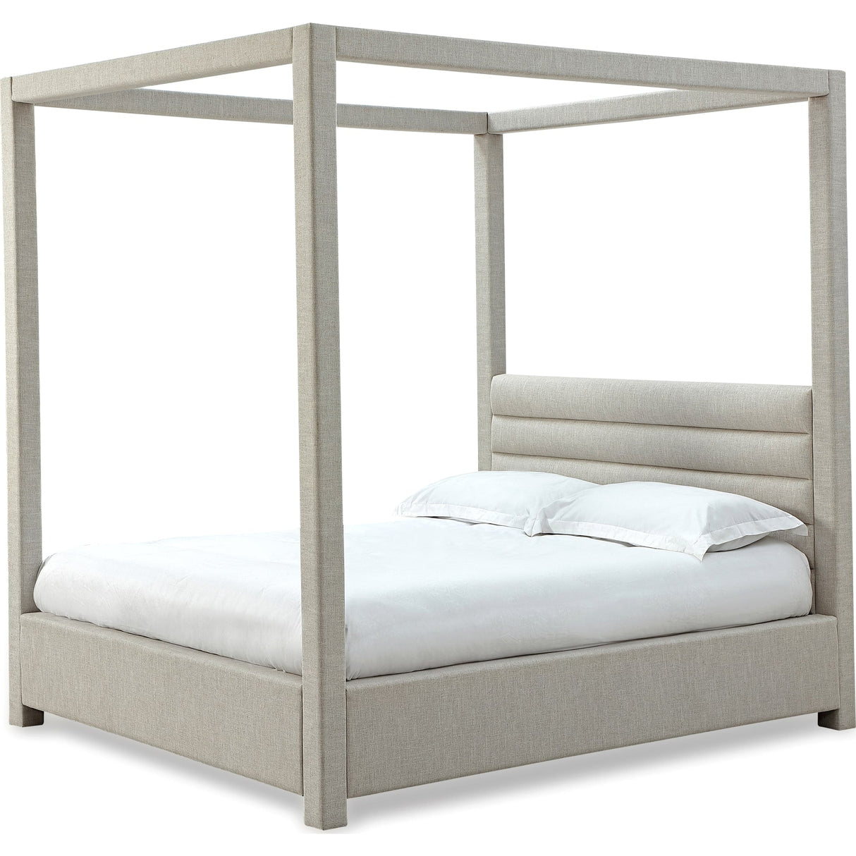 Rockford Upholstered Canopy Bed in Turtle Dove Linen