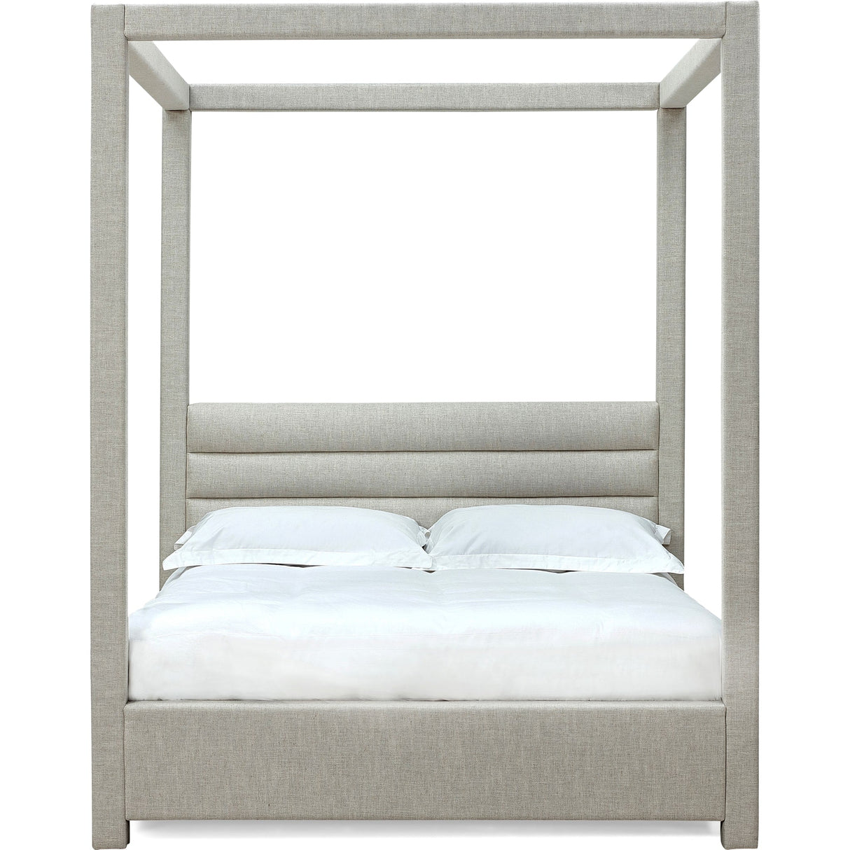 Rockford Upholstered Canopy Bed in Turtle Dove Linen