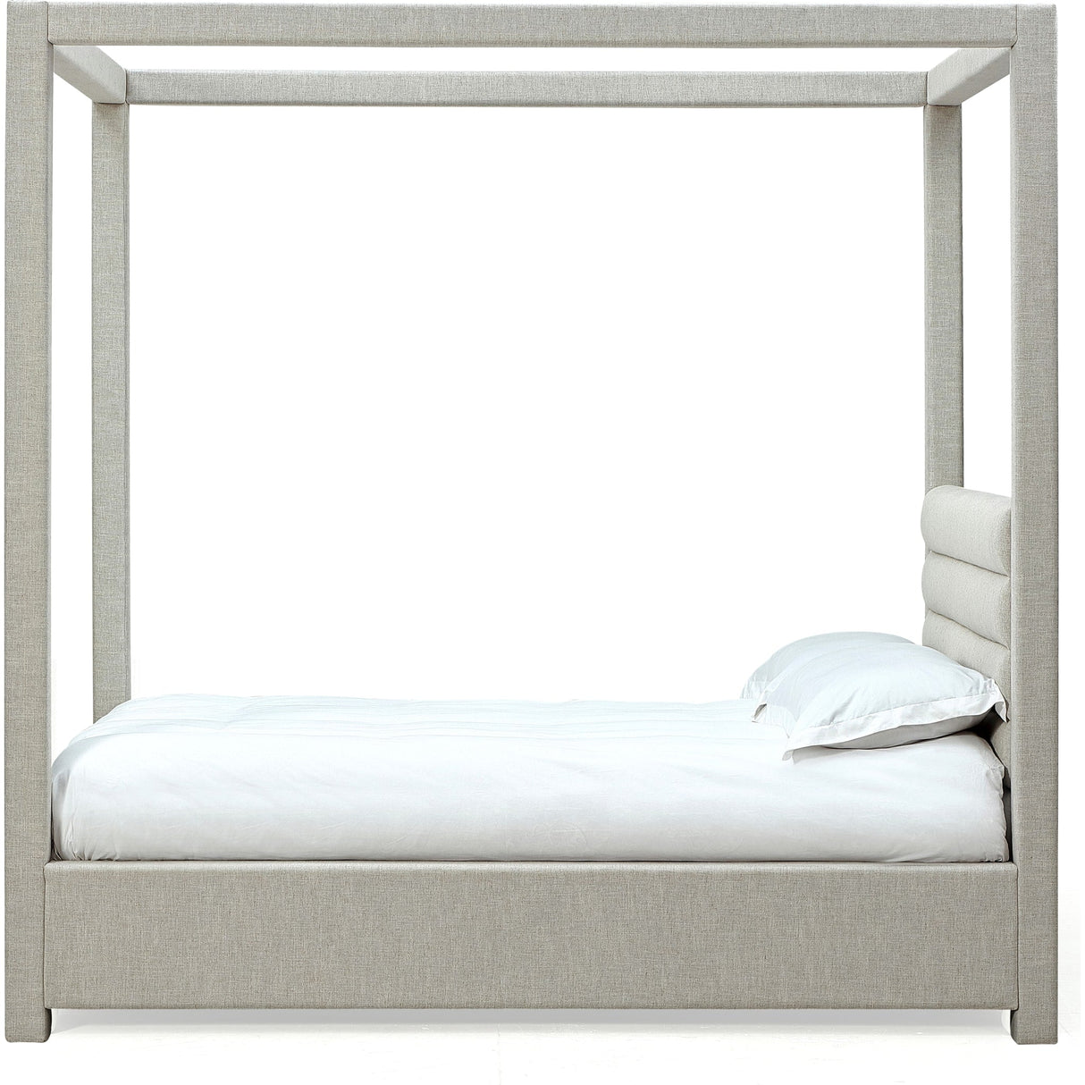 Rockford Upholstered Canopy Bed in Turtle Dove Linen