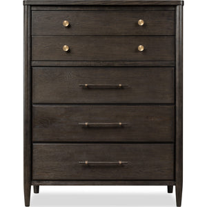 Rockport Five Drawer Oak Wood Chest in Yin