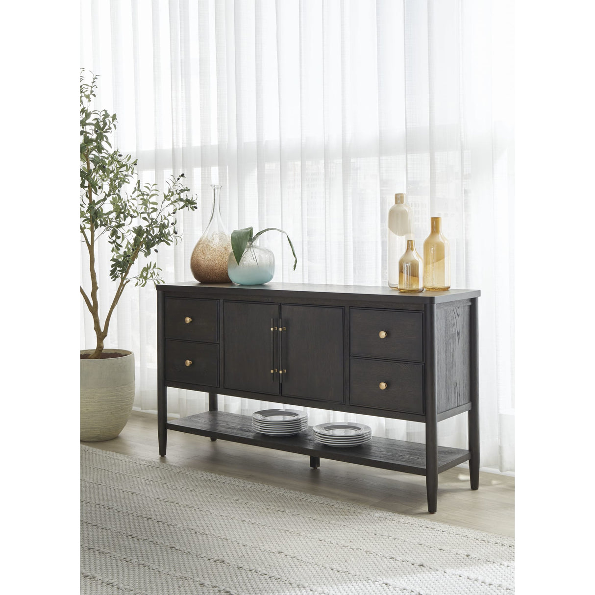 Rockport Four Drawer Two Door Sideboard in Yin