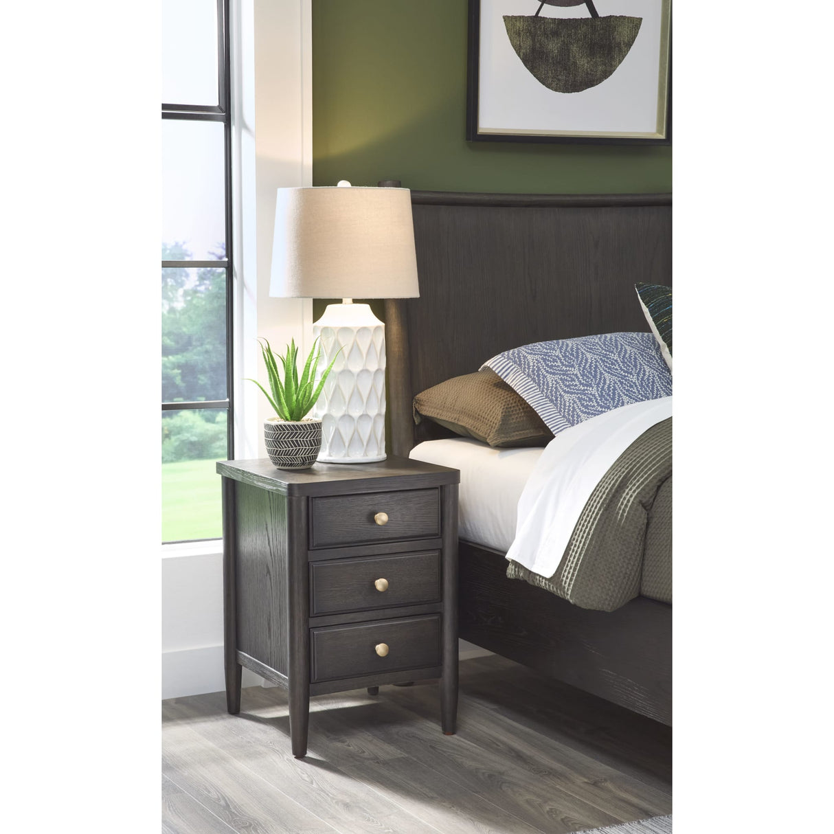 Rockport Three Drawer Small Nightstand in Yin
