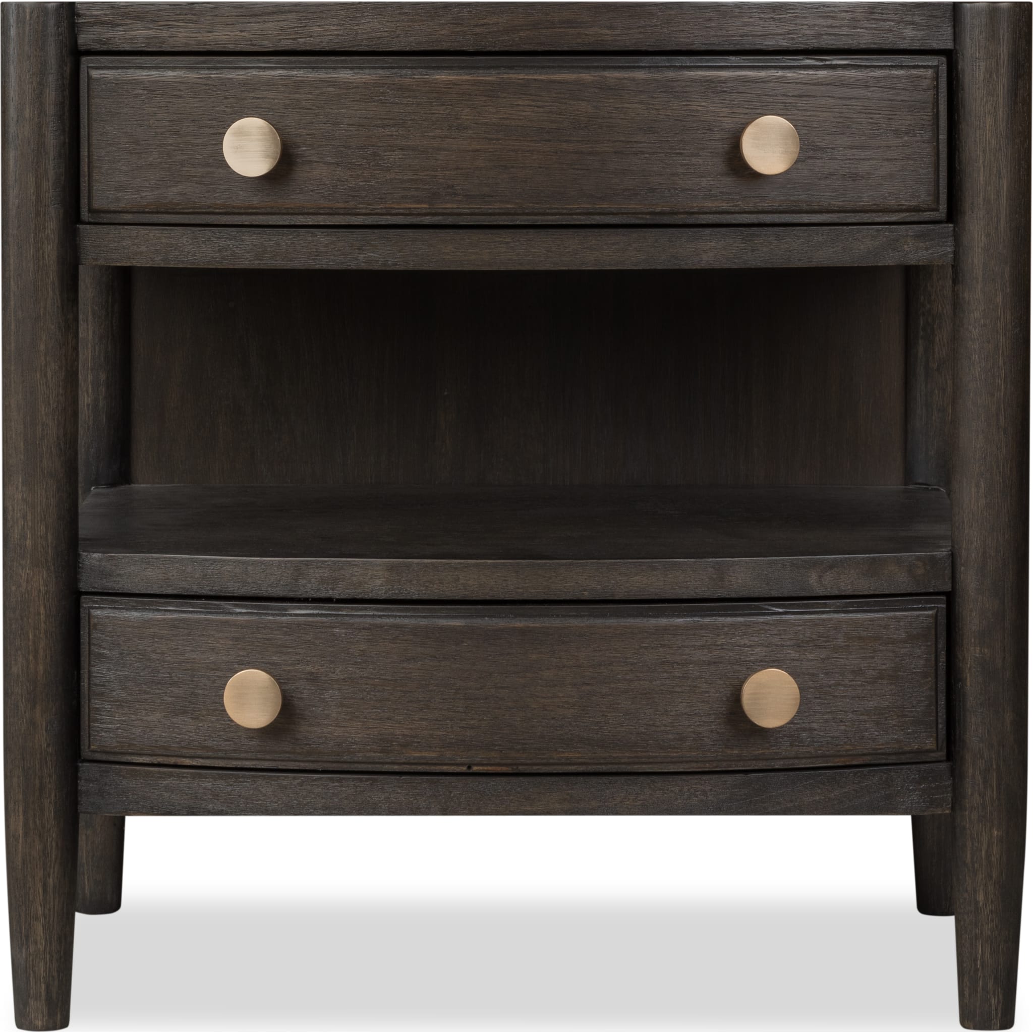 Rockport Two Drawer One Shelf Oak Wood Nightstand in Yin