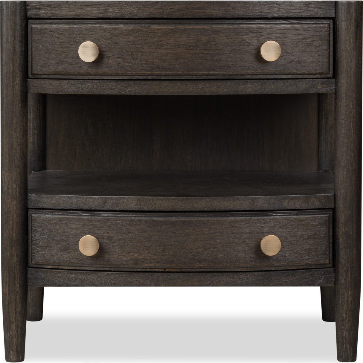 Rockport Two Drawer One Shelf Oak Wood Nightstand in Yin