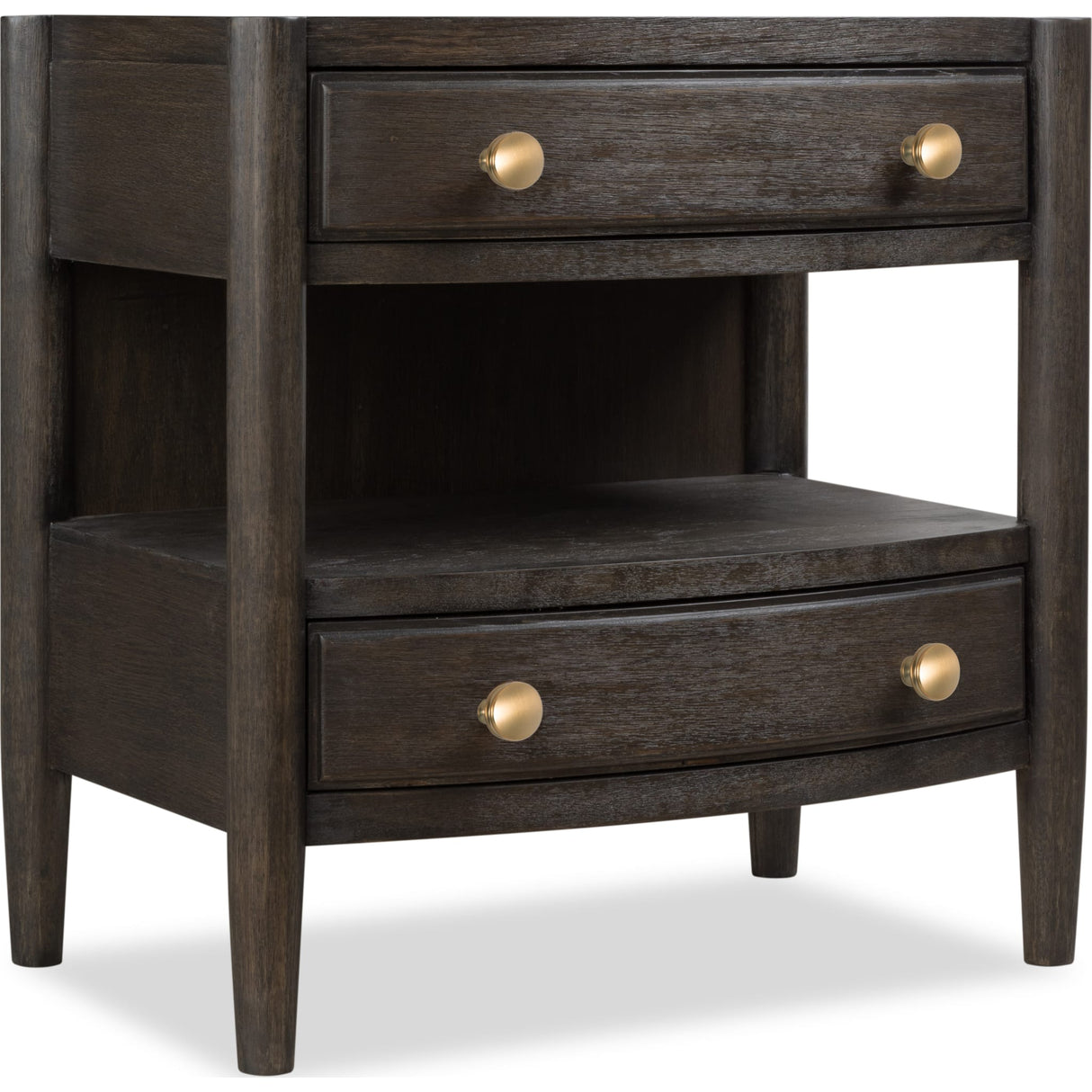 Rockport Two Drawer One Shelf Oak Wood Nightstand in Yin