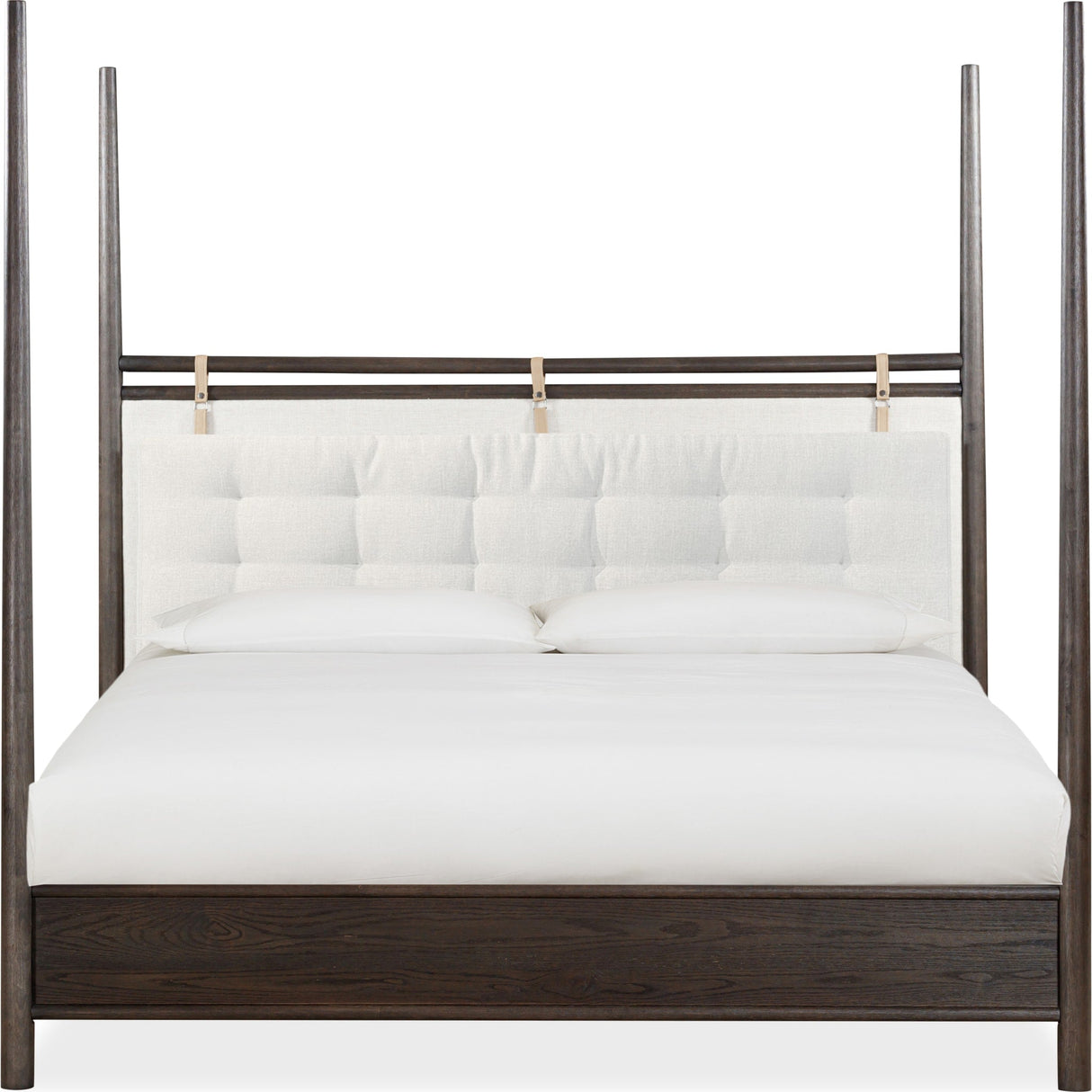 Rockport Upholstered Poster Bed in Yin and Turtle Dove Linen