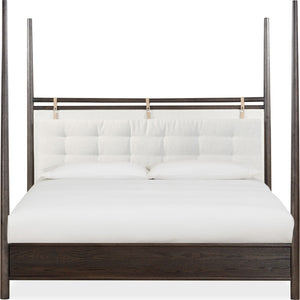 Rockport Upholstered Poster Bed in Yin and Turtle Dove Linen