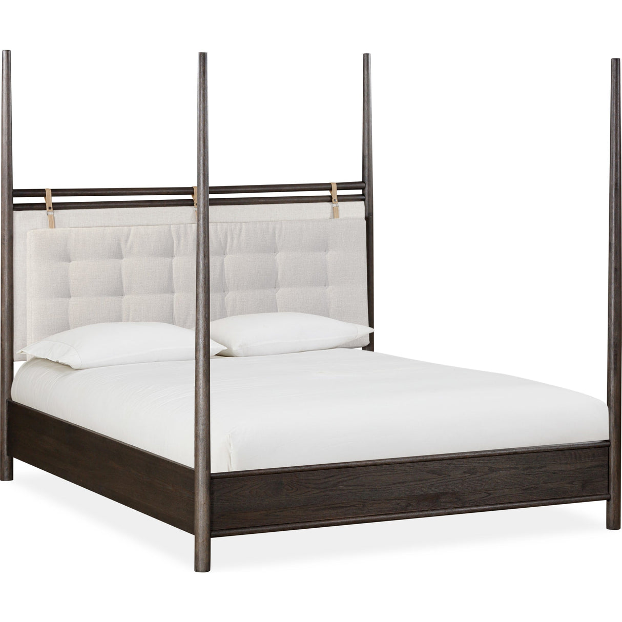 Rockport Upholstered Poster Bed in Yin and Turtle Dove Linen