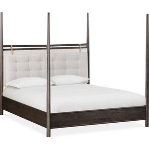 Rockport Upholstered Poster Bed in Yin and Turtle Dove Linen