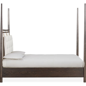 Rockport Upholstered Poster Bed in Yin and Turtle Dove Linen