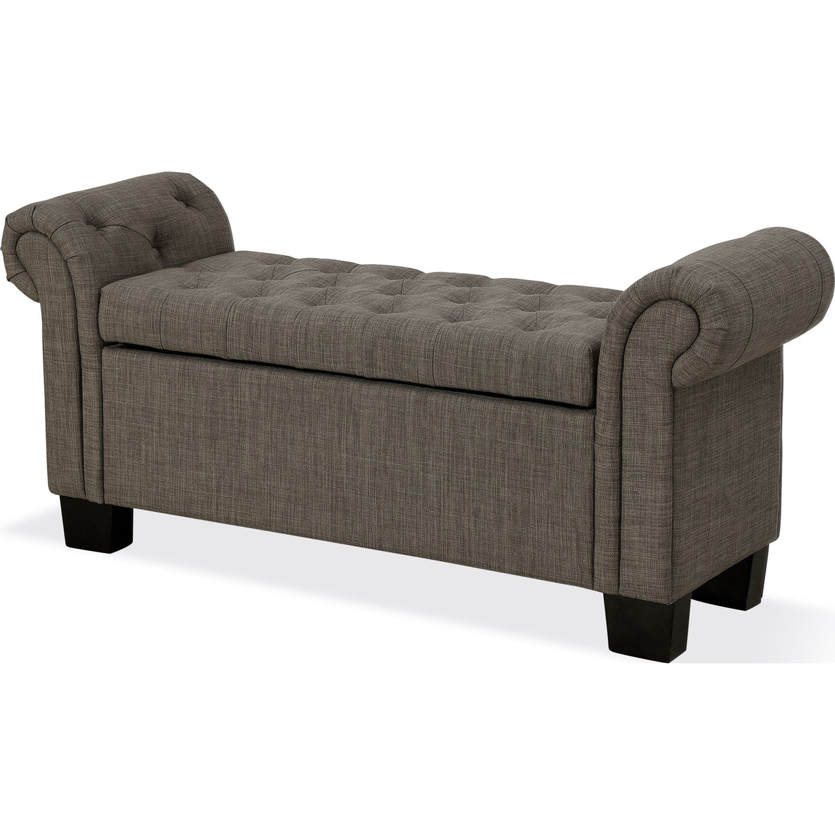 Royal Rolled Arm Storage Bench in Dolphin Linen