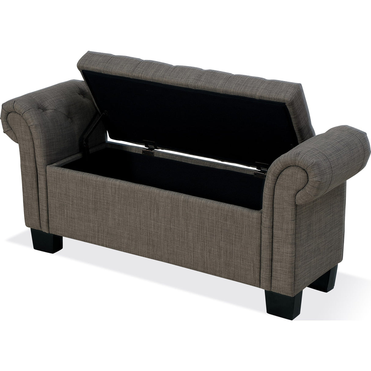 Royal Rolled Arm Storage Bench in Dolphin Linen