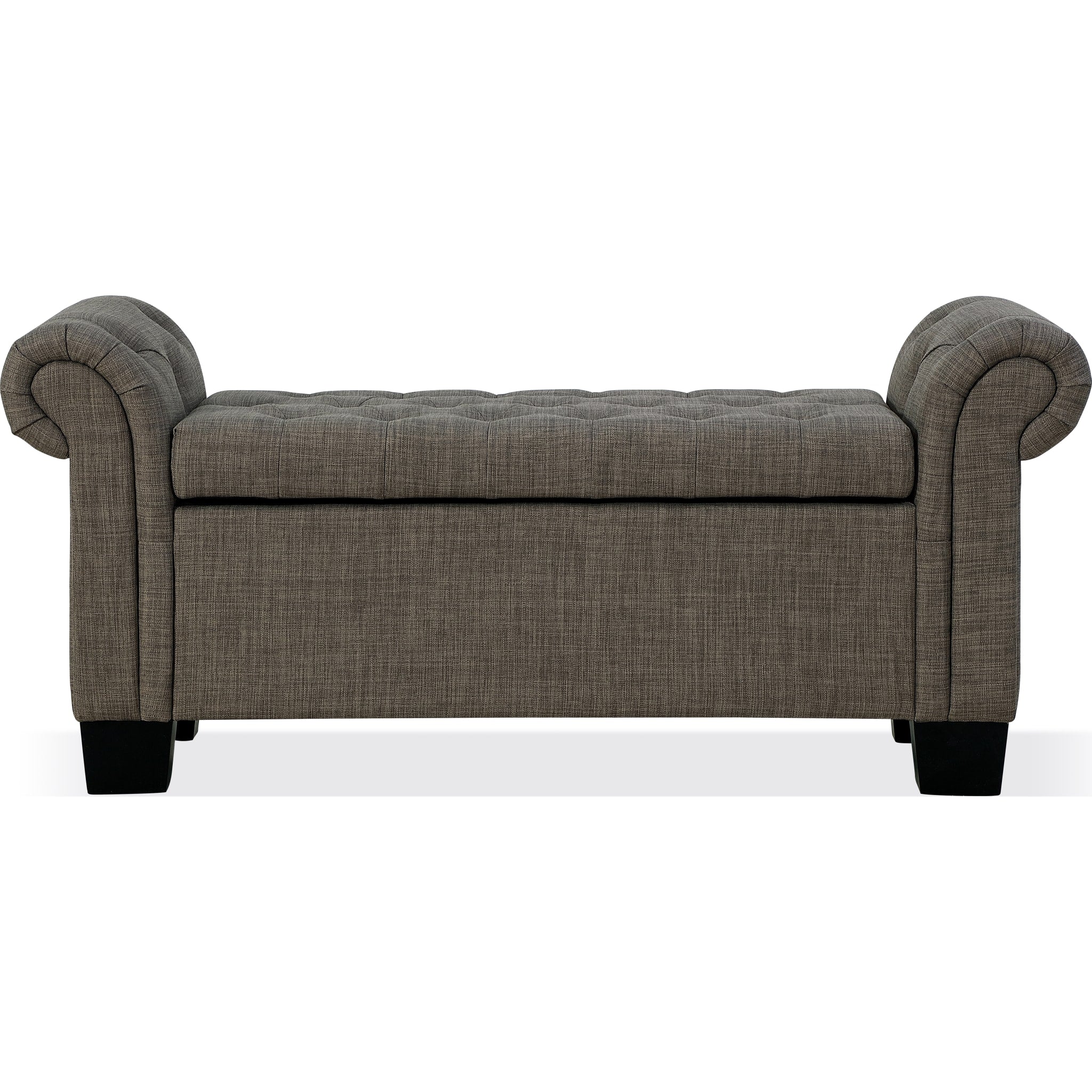 Royal Rolled Arm Storage Bench in Dolphin Linen