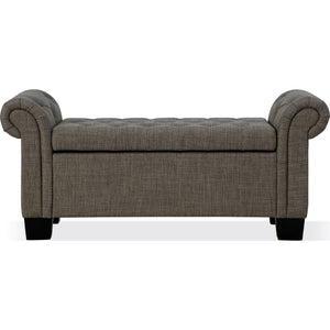 Royal Rolled Arm Storage Bench in Dolphin Linen