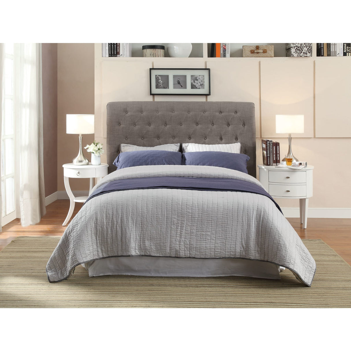 Royal Tufted Footboard Storage Bed in Dolphin Linen