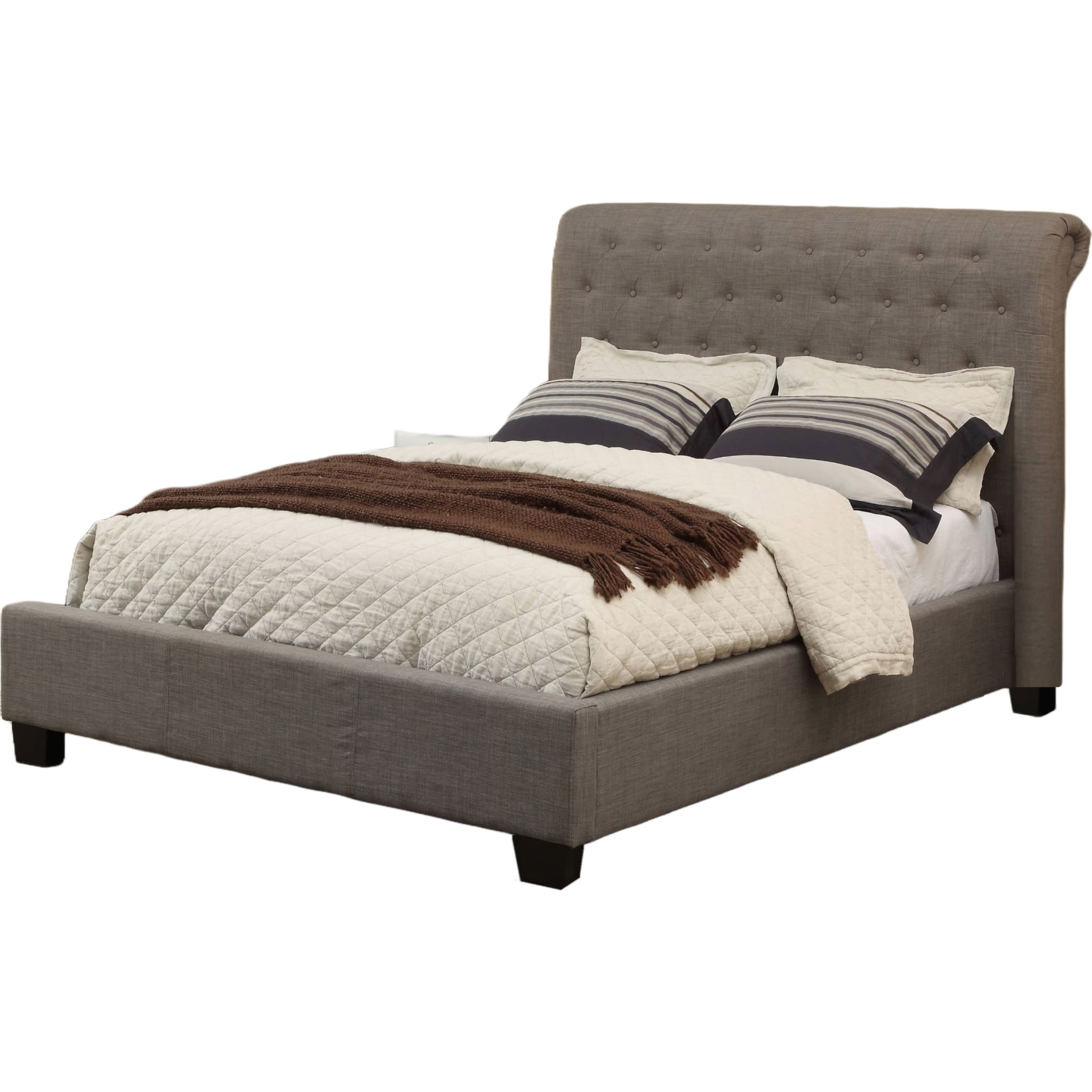 Royal Tufted Footboard Storage Bed in Dolphin Linen