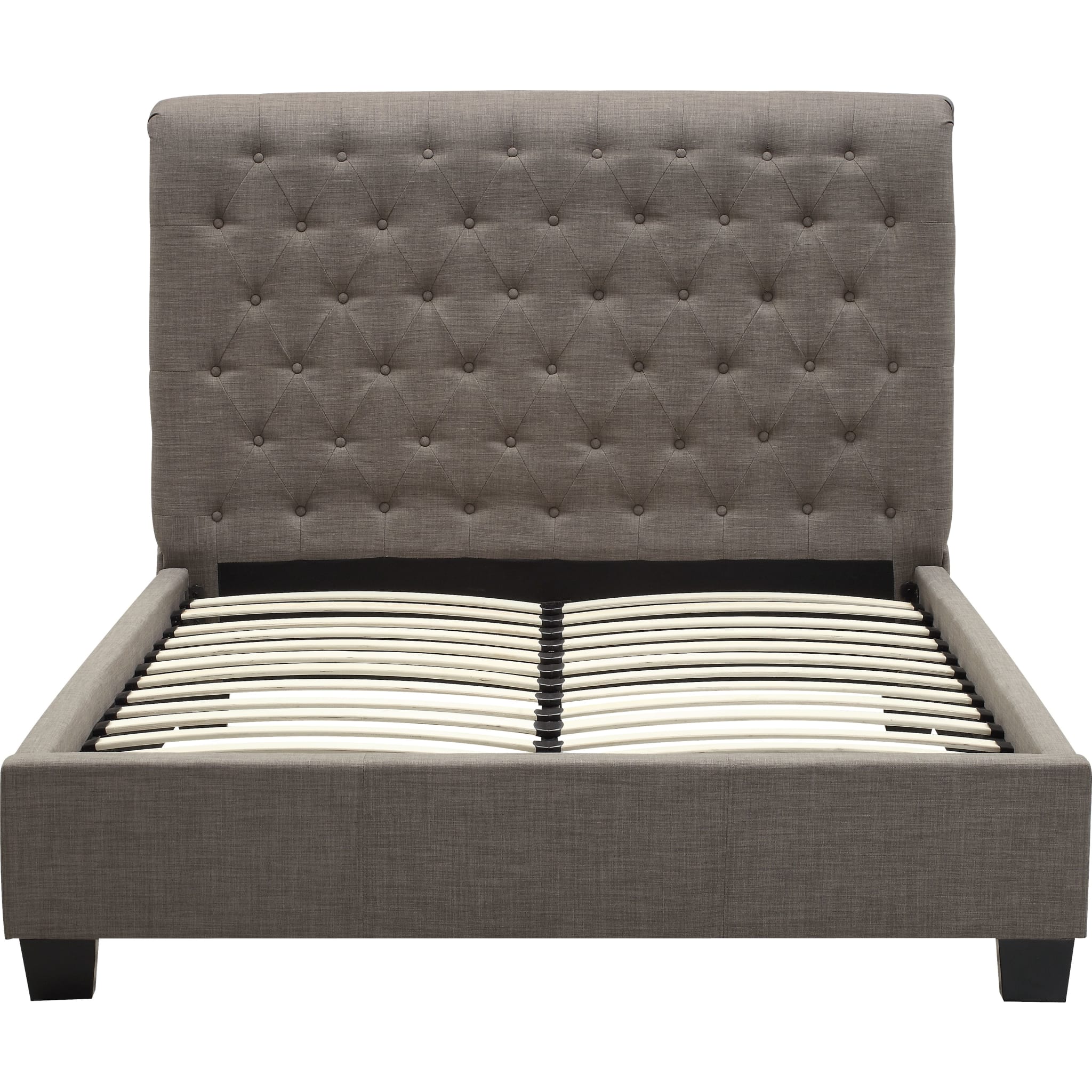 Royal Tufted Platform Bed in Dolphin Linen