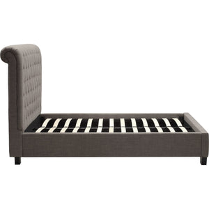 Royal Tufted Platform Bed in Dolphin Linen