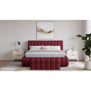 Savage Maximalist Upholstered Bed in Ruby Chenille