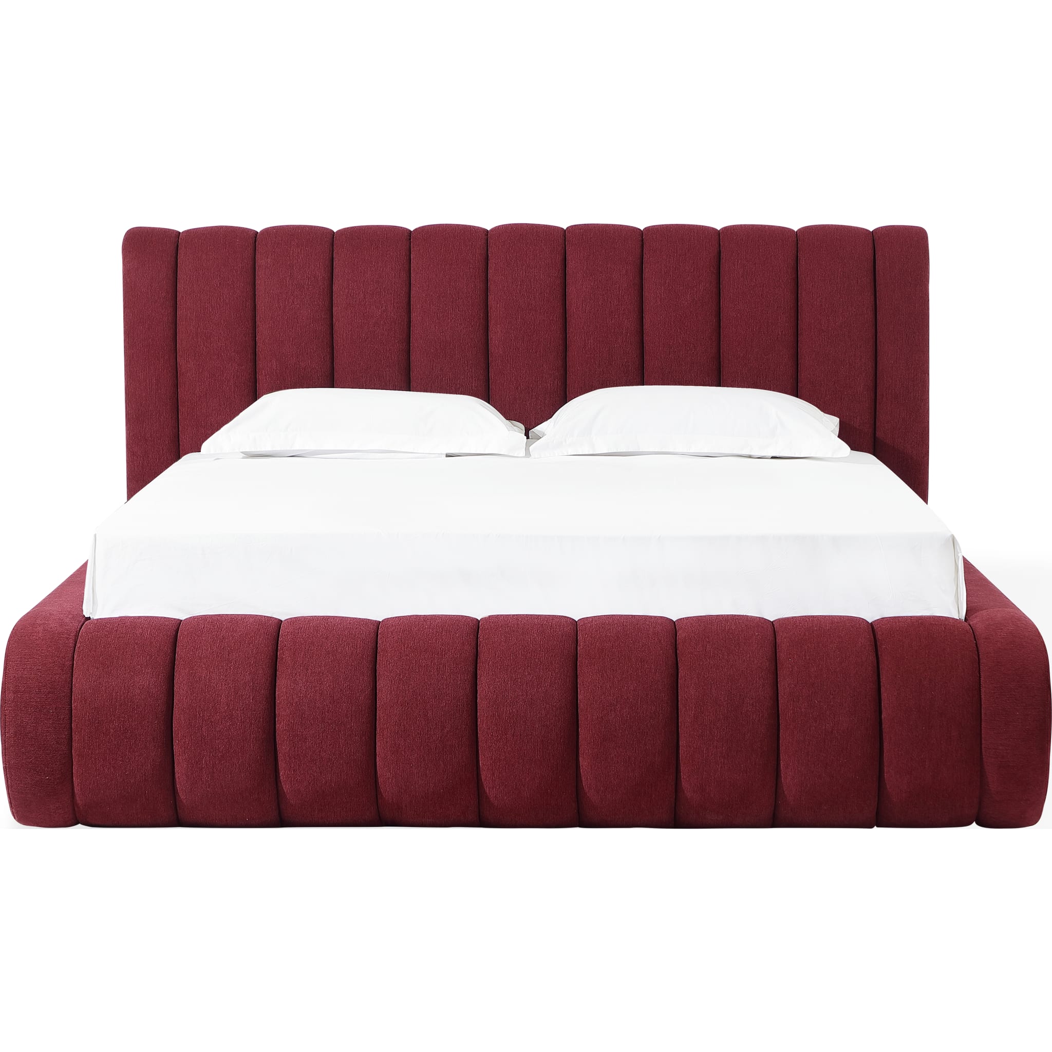 Savage Maximalist Upholstered Bed in Ruby Chenille