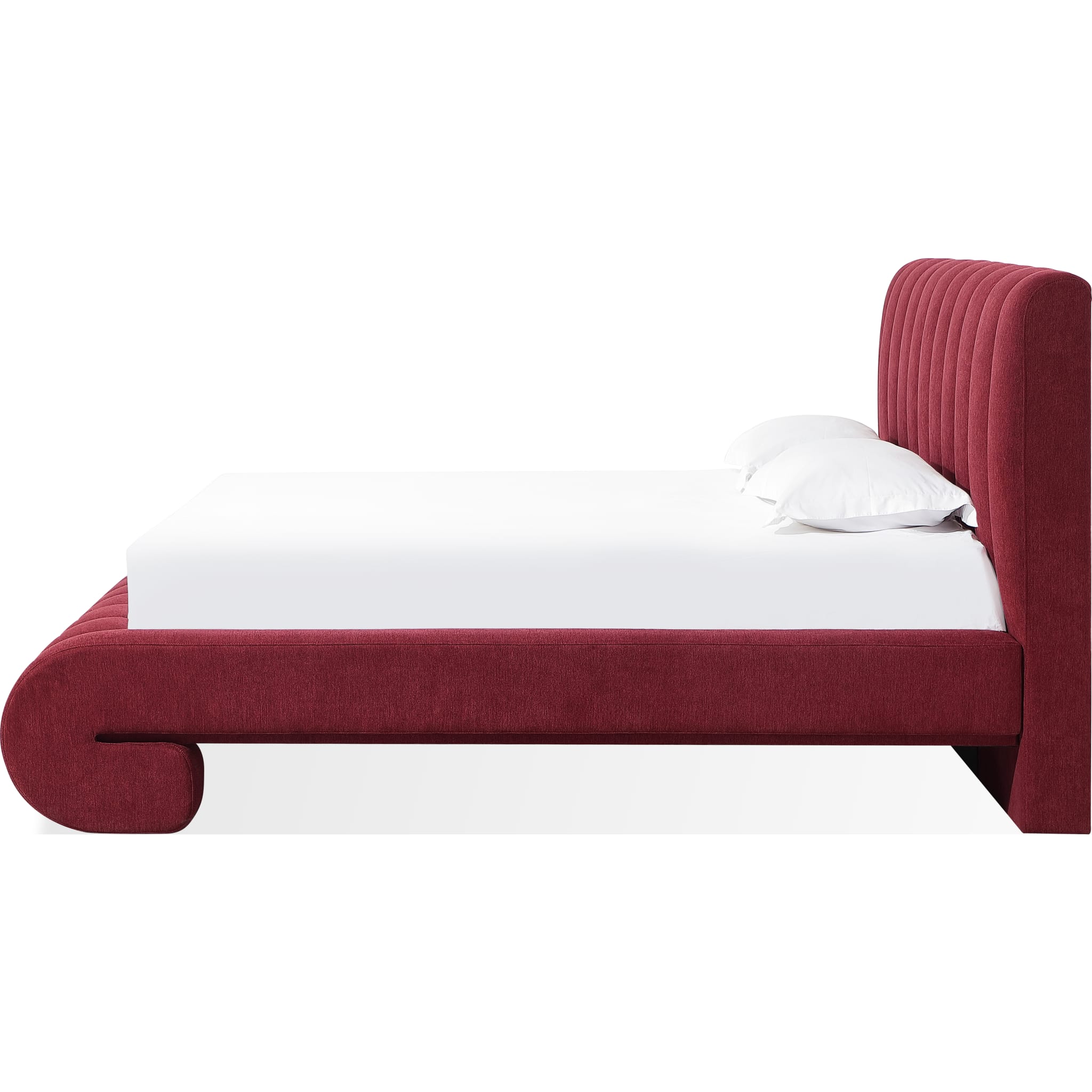 Savage Maximalist Upholstered Bed in Ruby Chenille