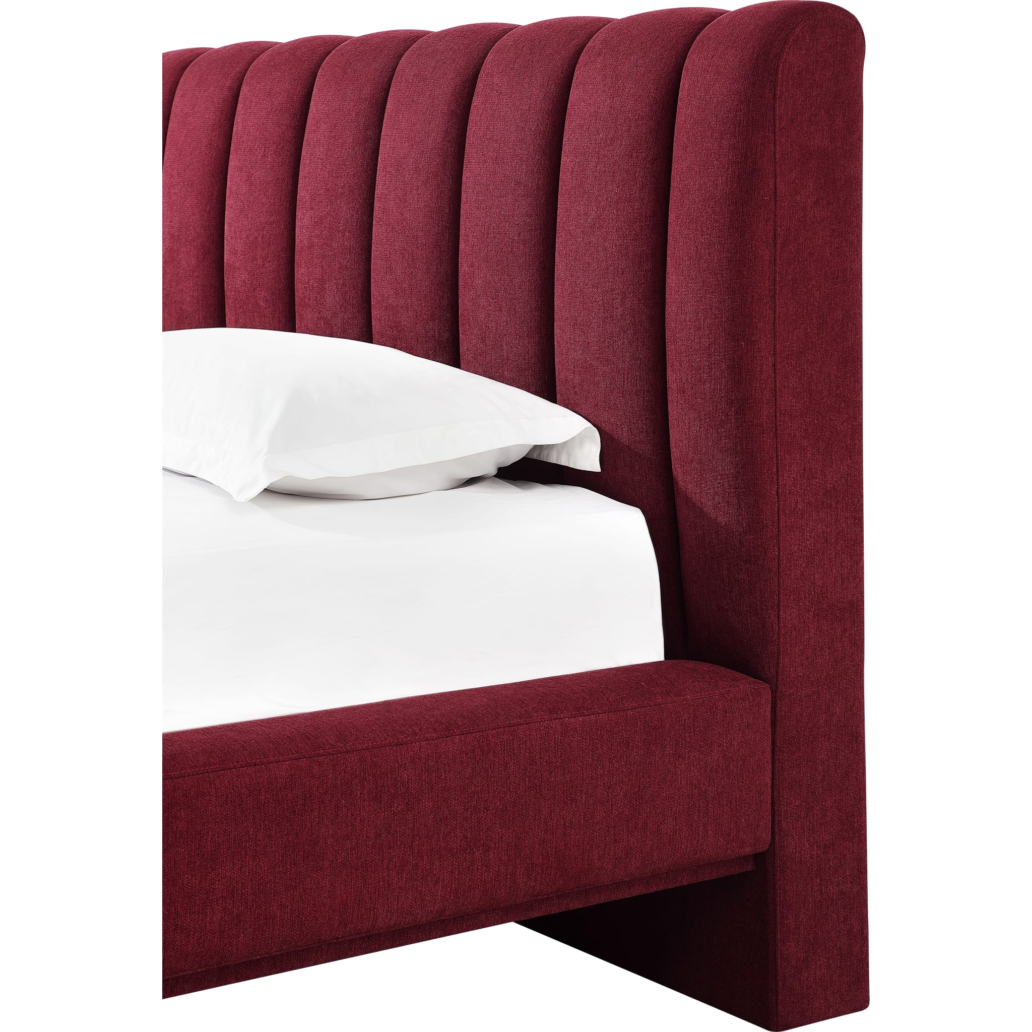 Savage Maximalist Upholstered Bed in Ruby Chenille