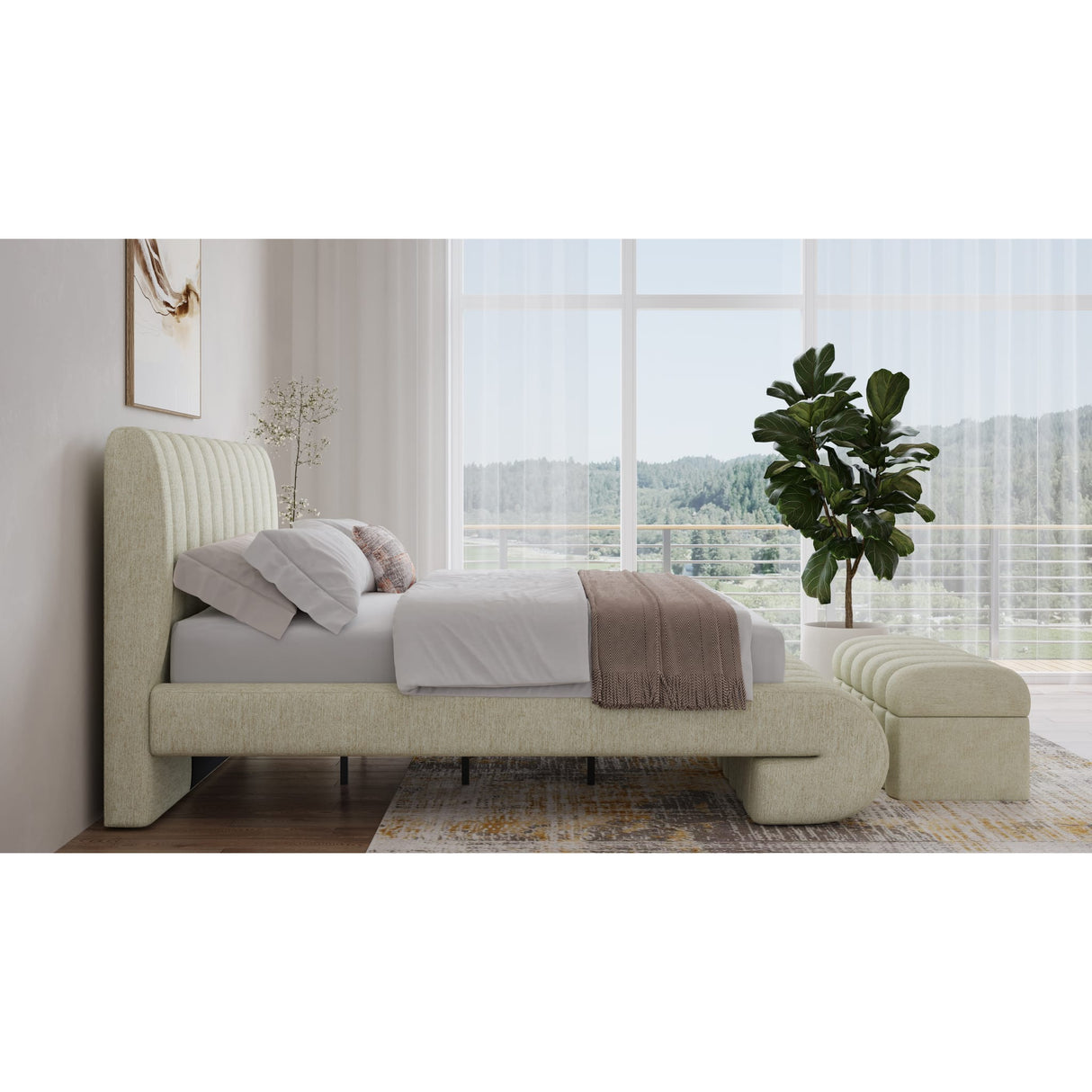 Savage Maximalist Upholstered Bed in Sandy Chenille