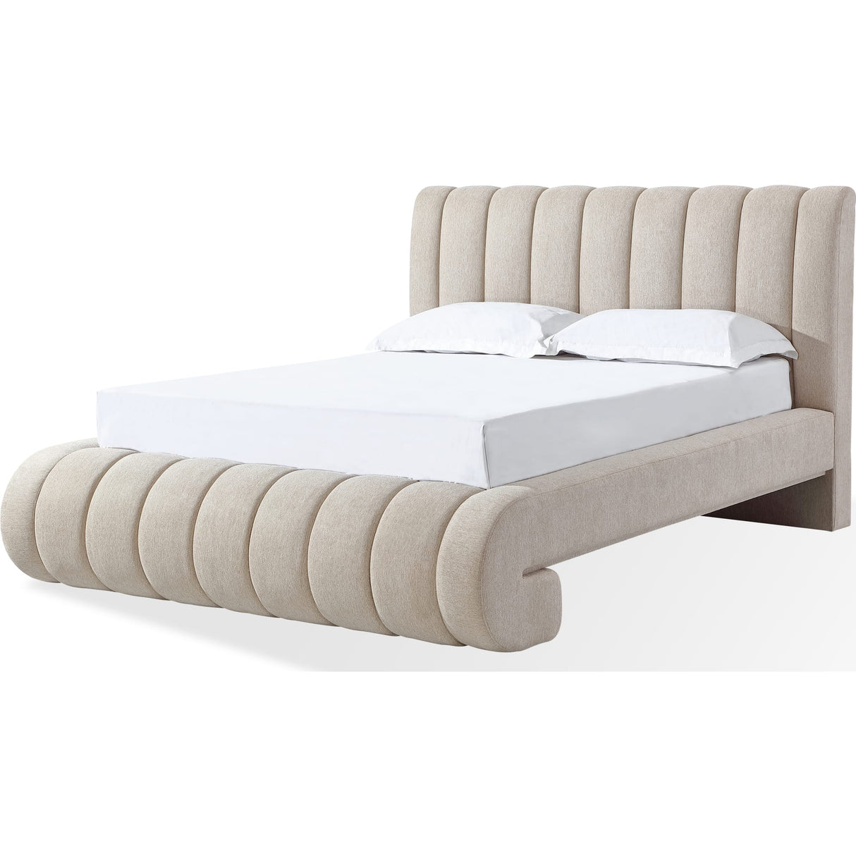 Savage Maximalist Upholstered Bed in Sandy Chenille