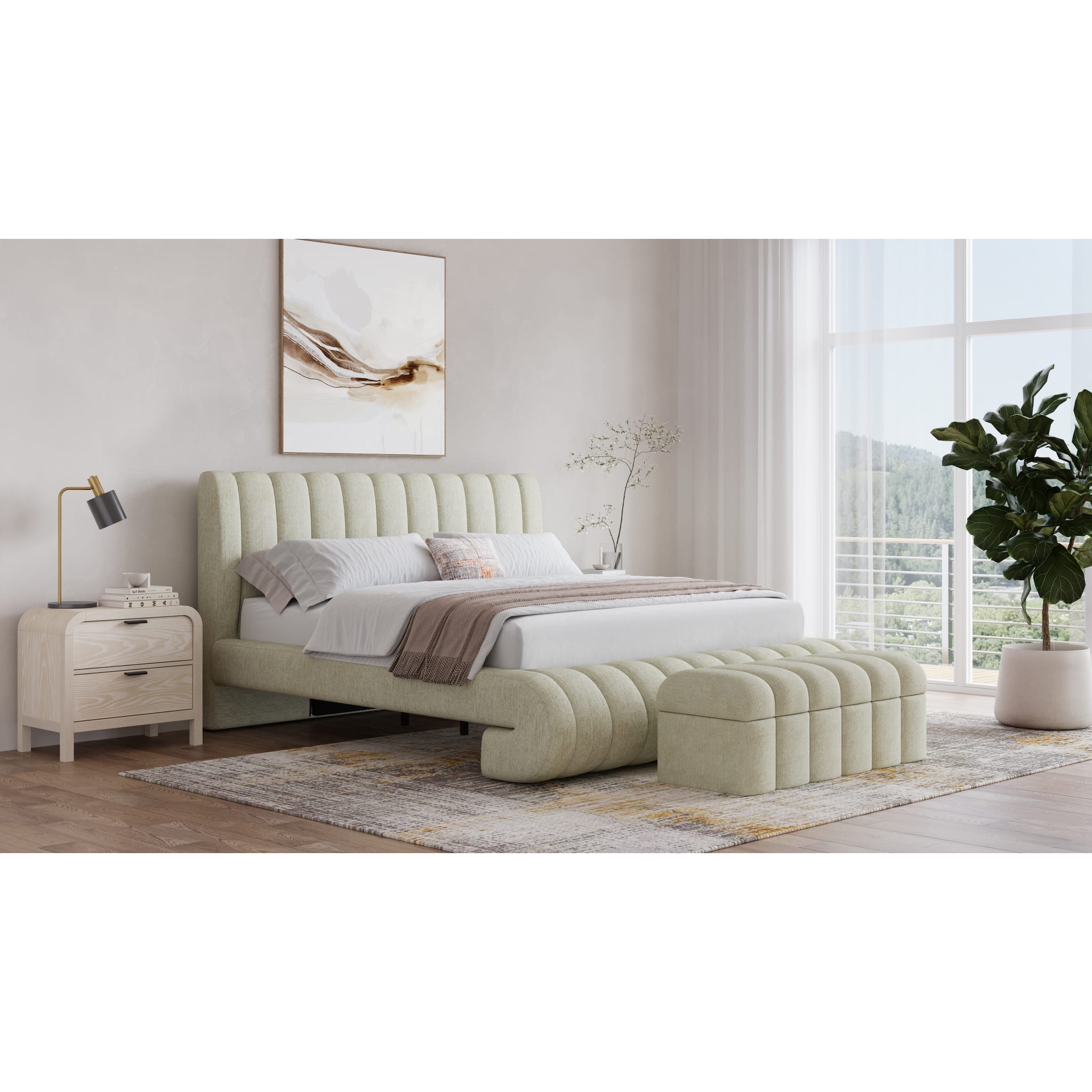 Savage Maximalist Upholstered Bed in Sandy Chenille