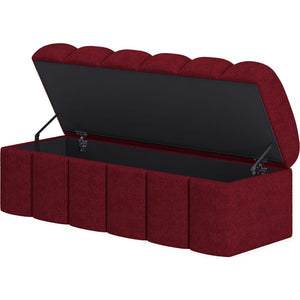 Savage Upholstered Storage Bench in Ruby Chenille