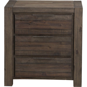 Savanna Three Drawer Solid Wood Nightstand in Coffee Bean