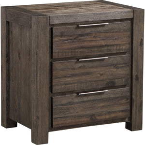 Savanna Three Drawer Solid Wood Nightstand in Coffee Bean