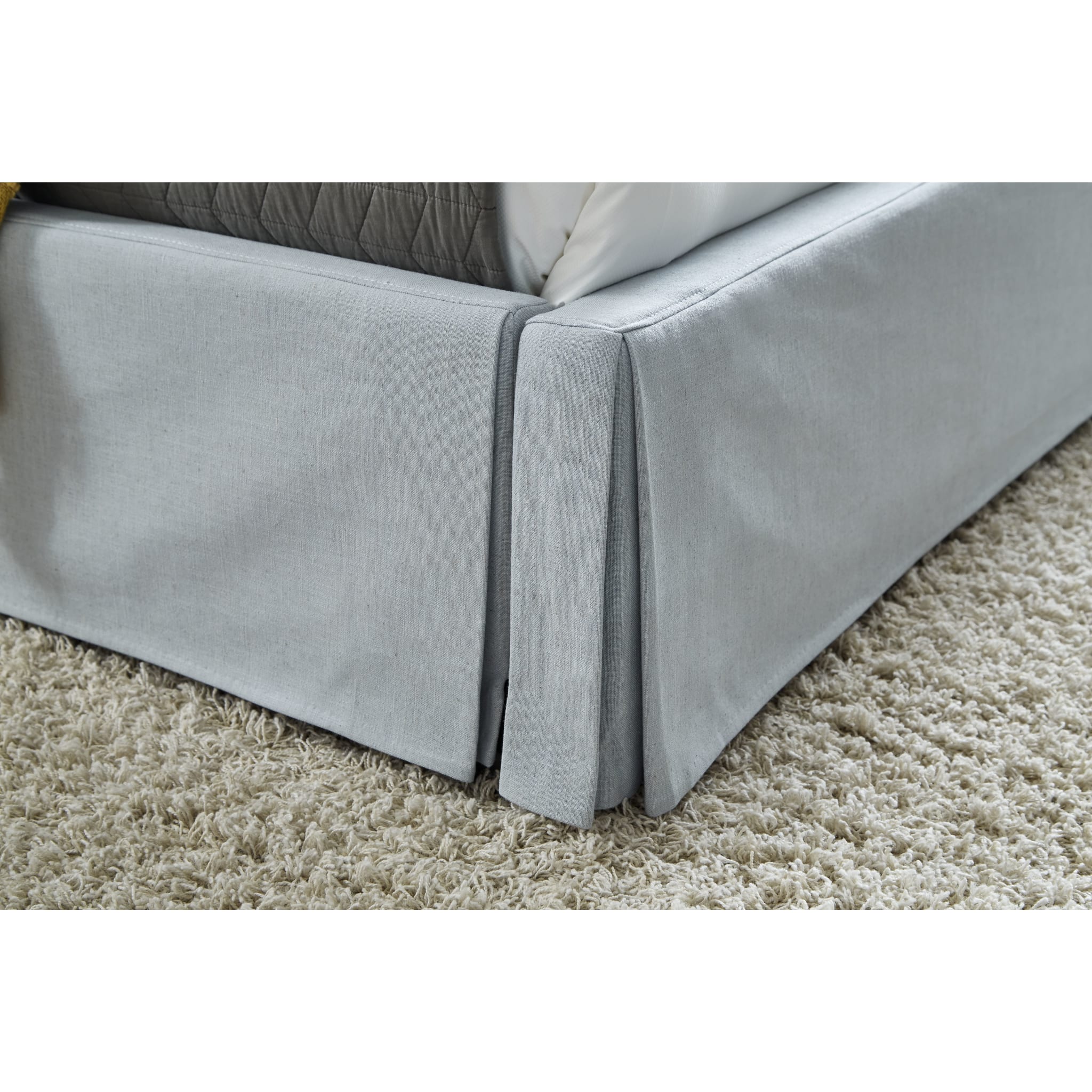 Shelby Skirted Footboard Storage Panel Bed in Sky
