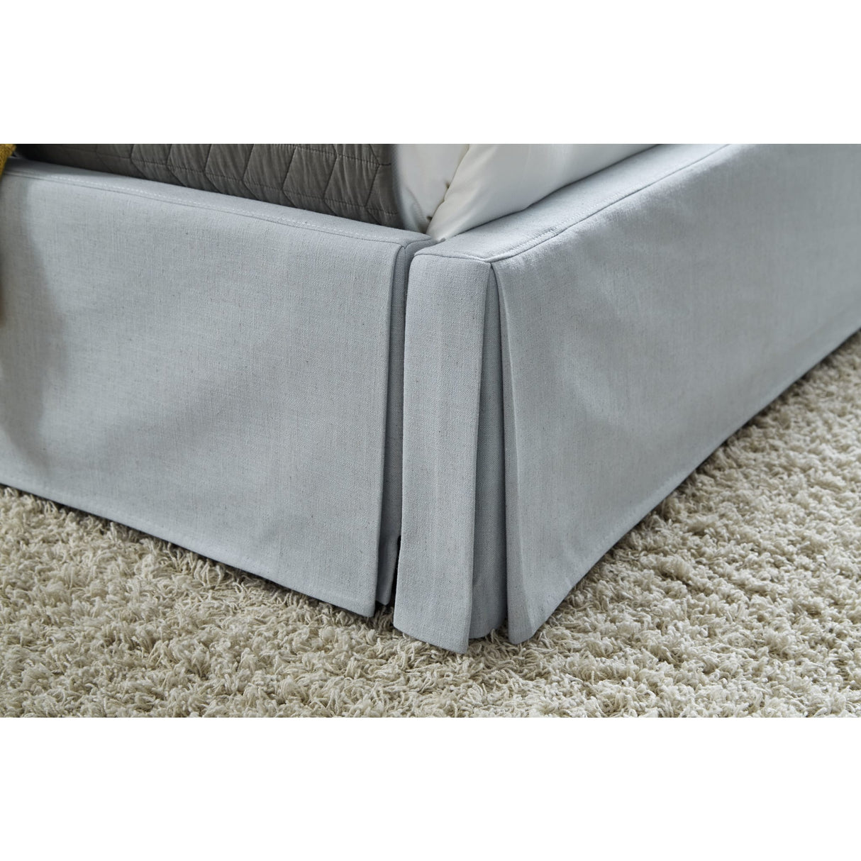 Shelby Skirted Footboard Storage Panel Bed in Sky