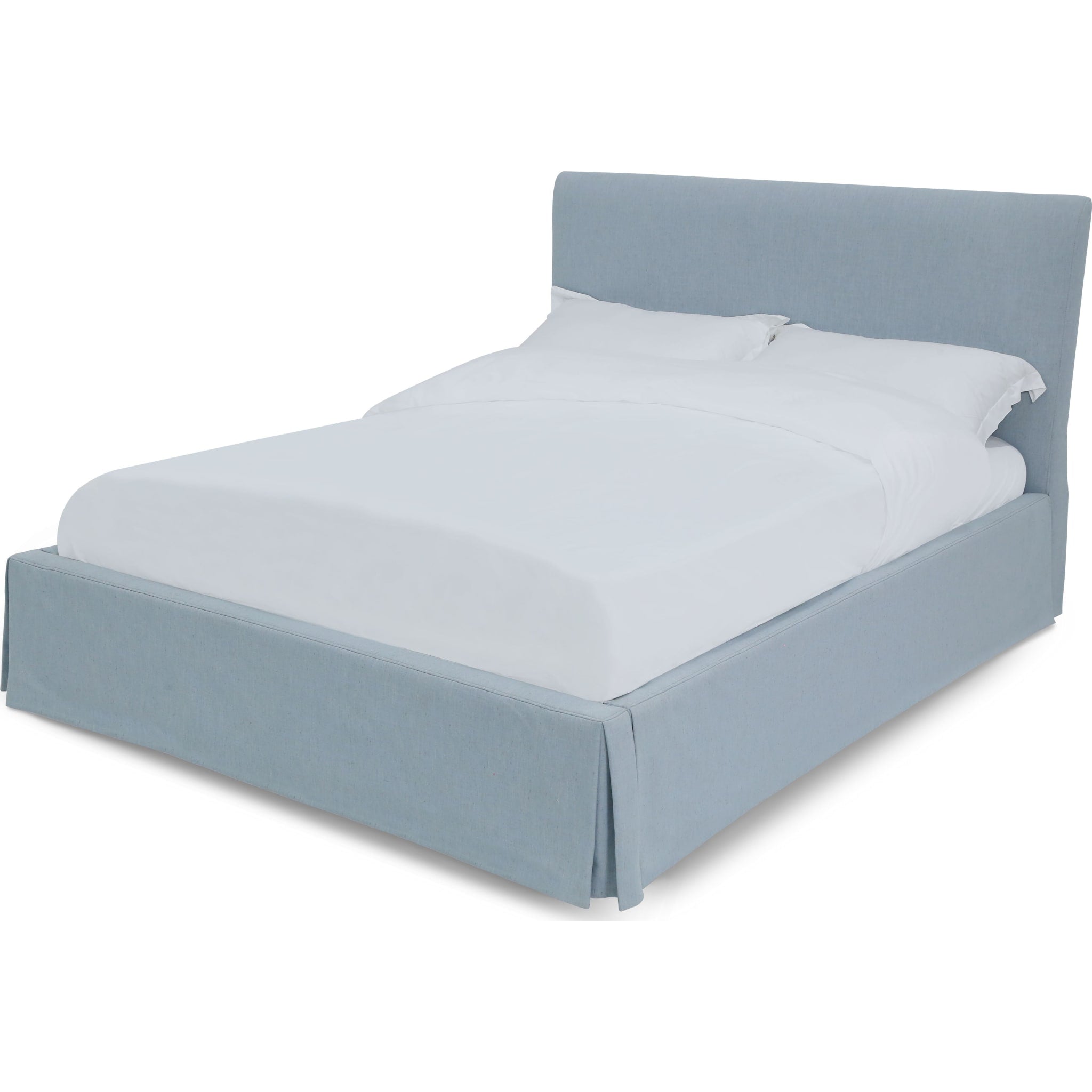 Shelby Skirted Footboard Storage Panel Bed in Sky