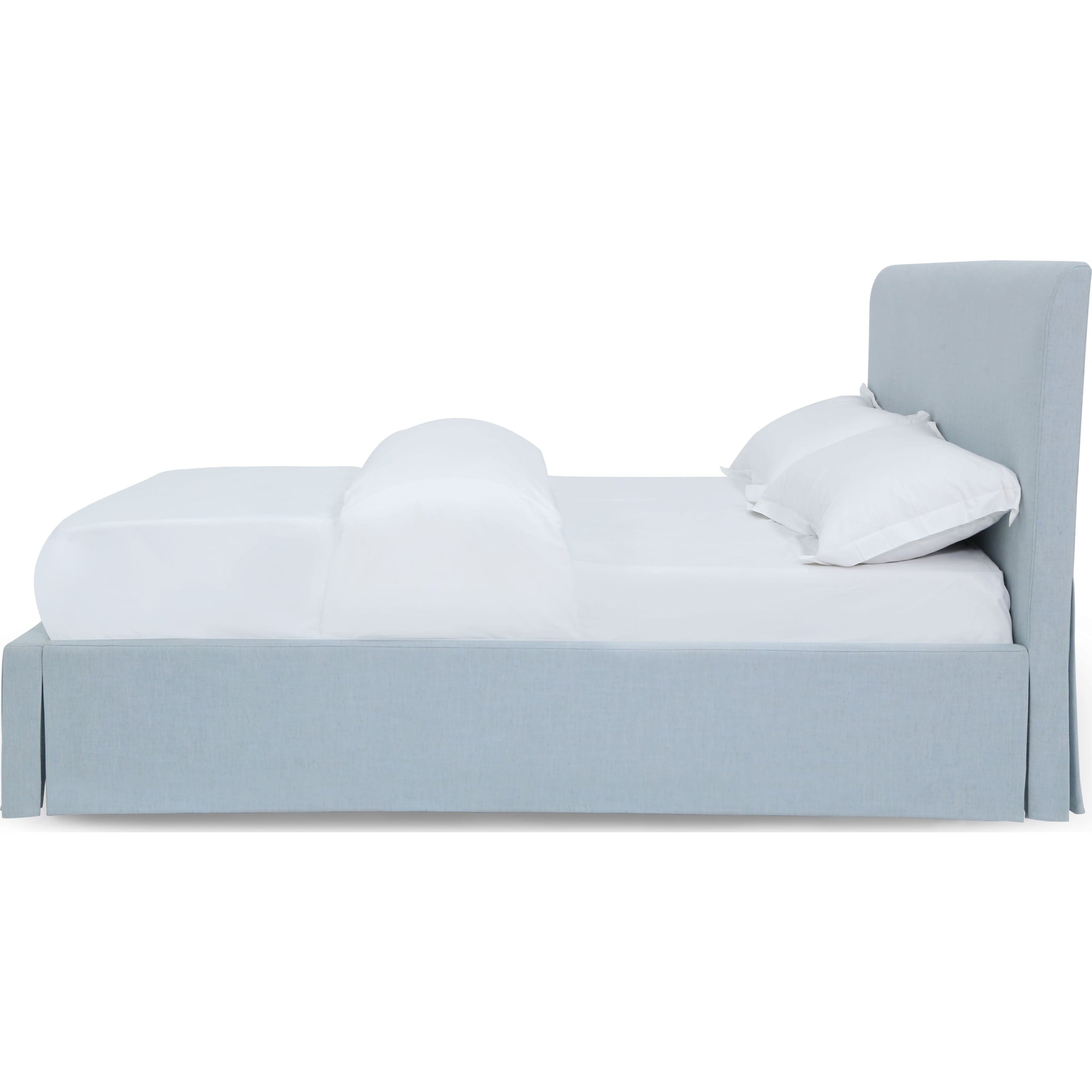 Shelby Skirted Footboard Storage Panel Bed in Sky