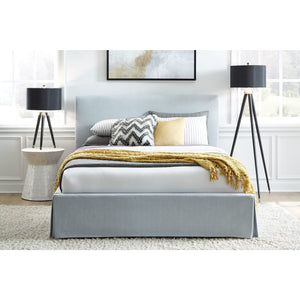 Shelby Skirted Footboard Storage Panel Bed in Sky