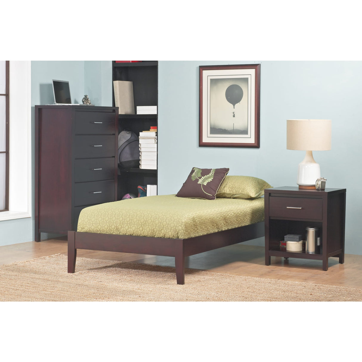 Simple Wood Platform Bed in Espresso