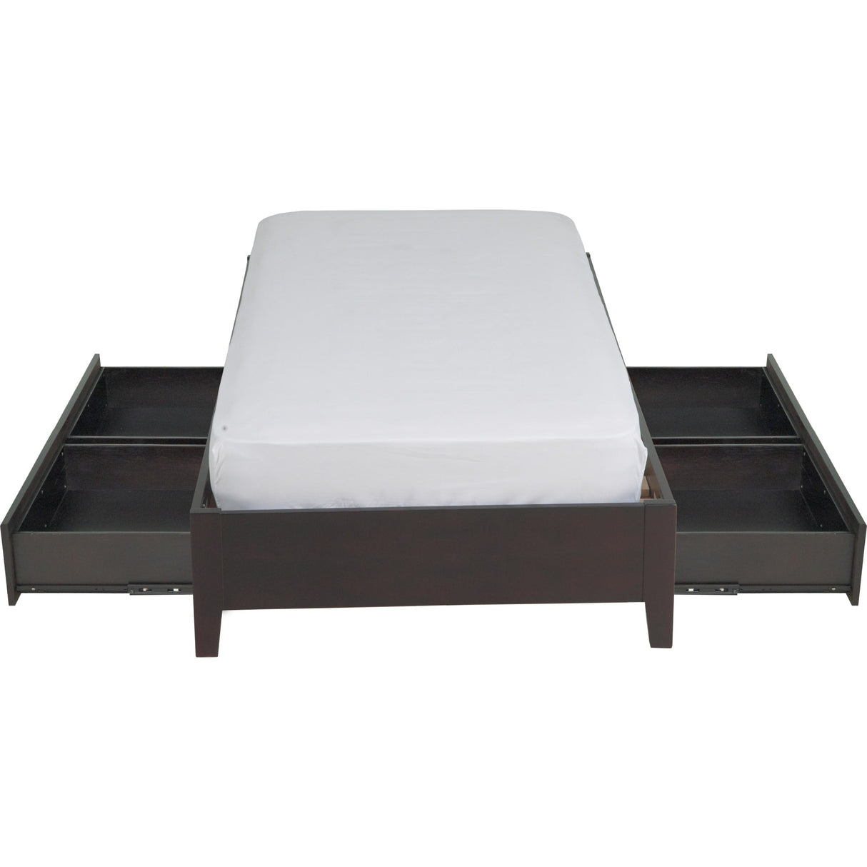 Simple Wood Storage Bed in Espresso