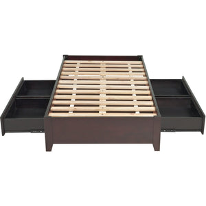 Simple Wood Storage Bed in Espresso