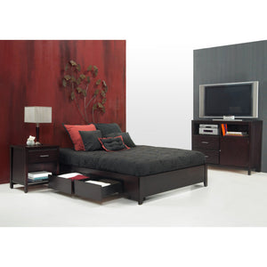 Simple Wood Storage Bed in Espresso