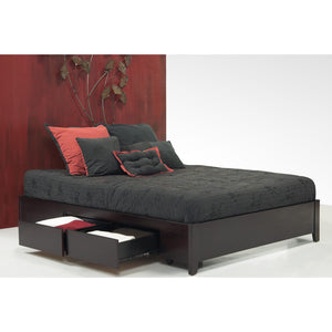 Simple Wood Storage Bed in Espresso