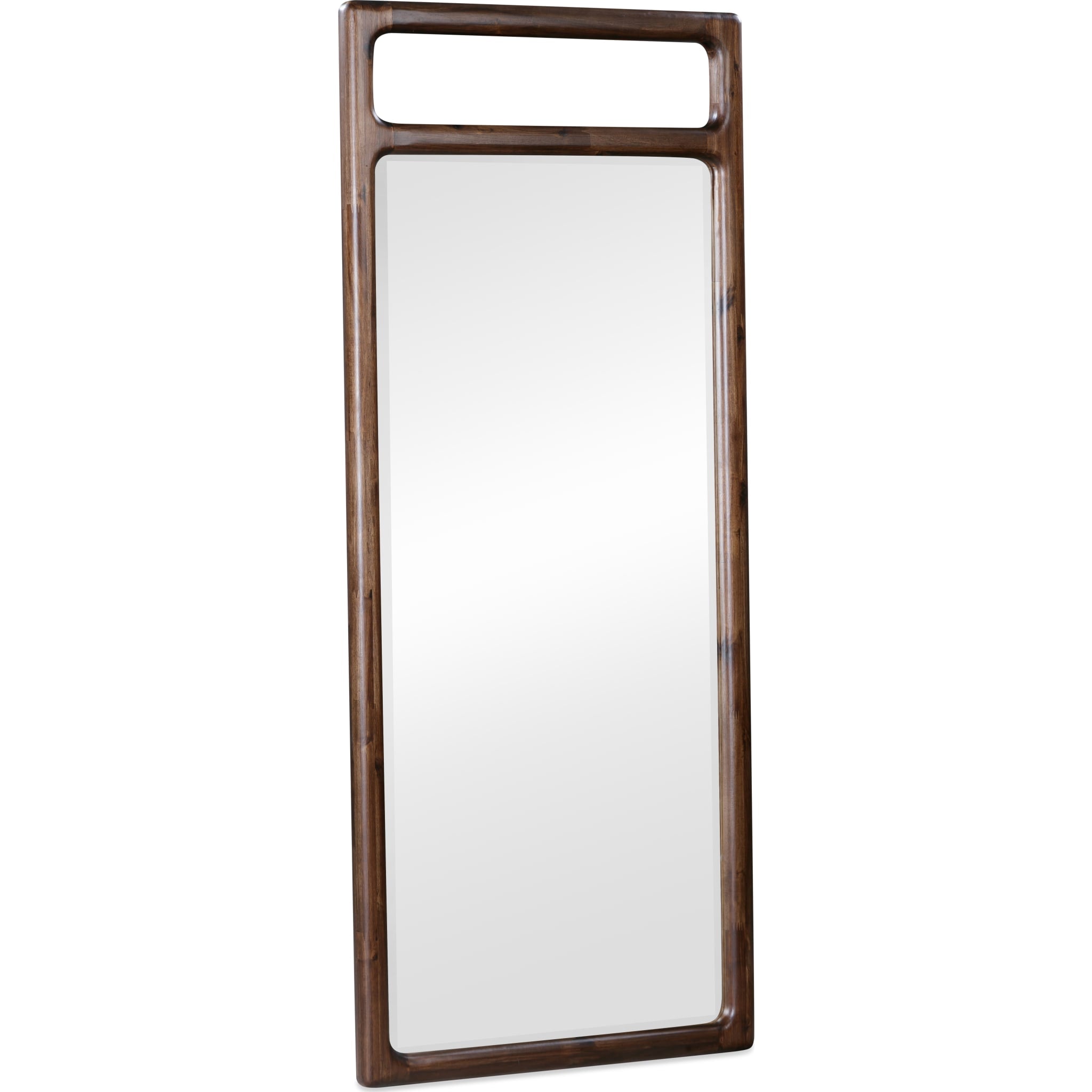 Sol Beveled Glass Floor Mirror in Brown Spce