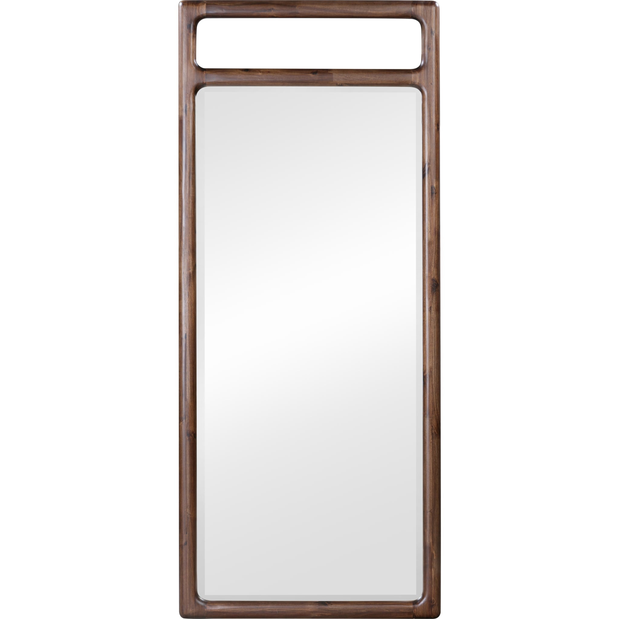 Sol Beveled Glass Floor Mirror in Brown Spce