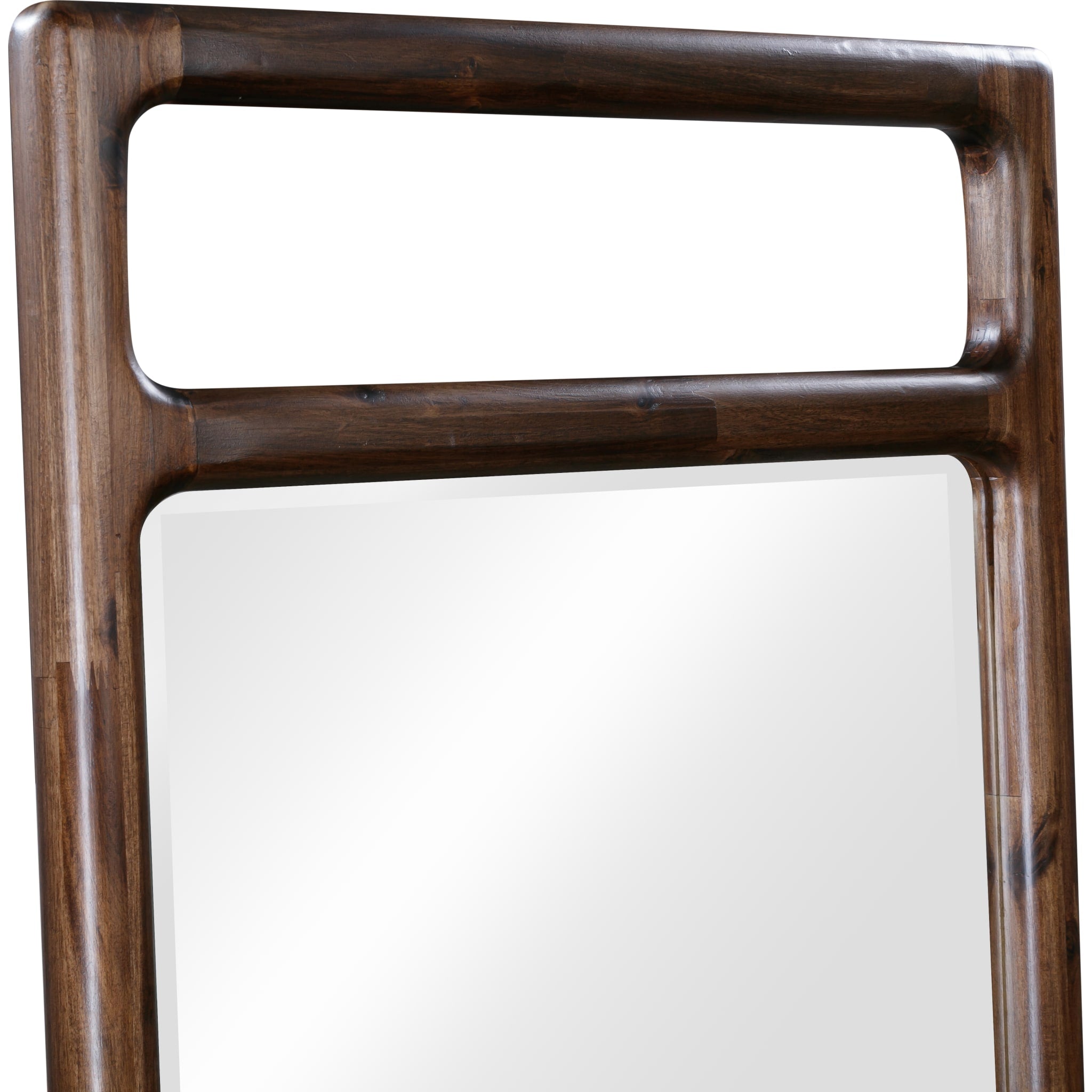 Sol Beveled Glass Floor Mirror in Brown Spce