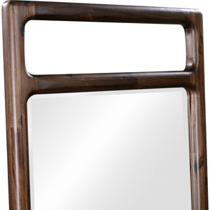 Sol Beveled Glass Floor Mirror in Brown Spce