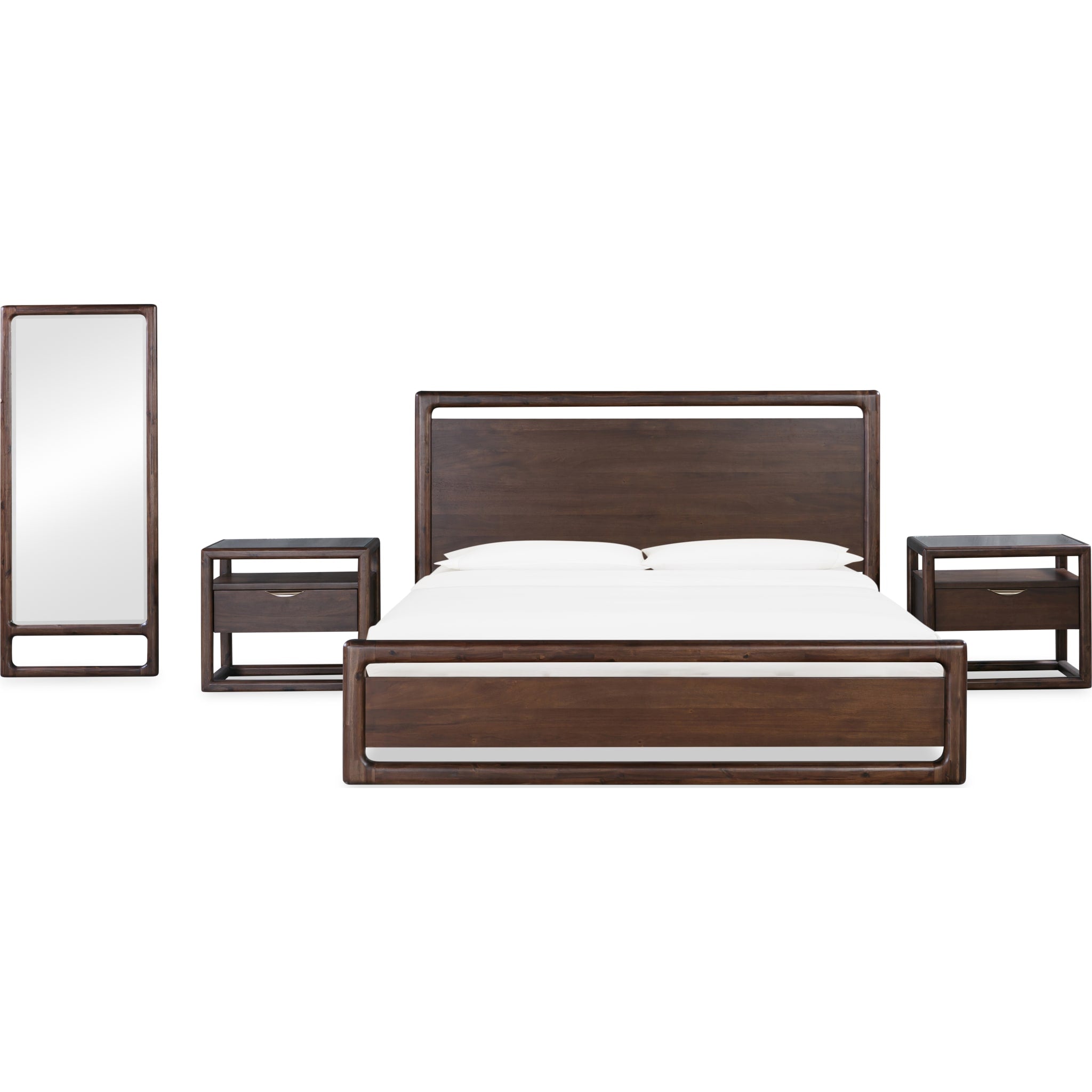 Sol Beveled Glass Floor Mirror in Brown Spce